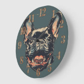 Retro French Bulldog Clock Große Wanduhr (Winkel)