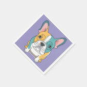 Retro French Bulldog Napkins Serviette (Ecke)