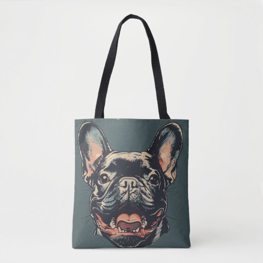 Retro French Bulldog Tote Bag Tasche (Vorderseite)