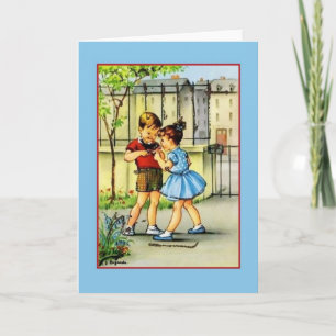 Retro French Children Note Card Karte