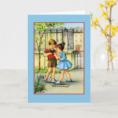 Retro French Children Note Card Karte (Gelbe Blume)