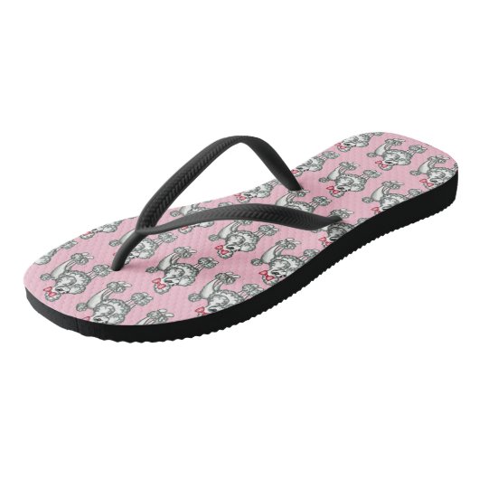 Retro French Poodle Flip Flops Geschenk Badesandalen (Schrägansicht)