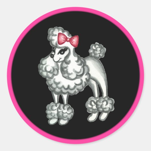 Retro French Poodle Stickers (Vorderseite)