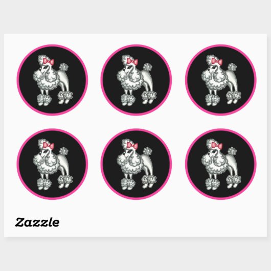 Retro French Poodle Stickers (Blatt)