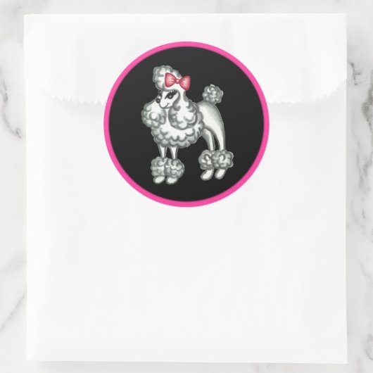 Retro French Poodle Stickers (Tasche)