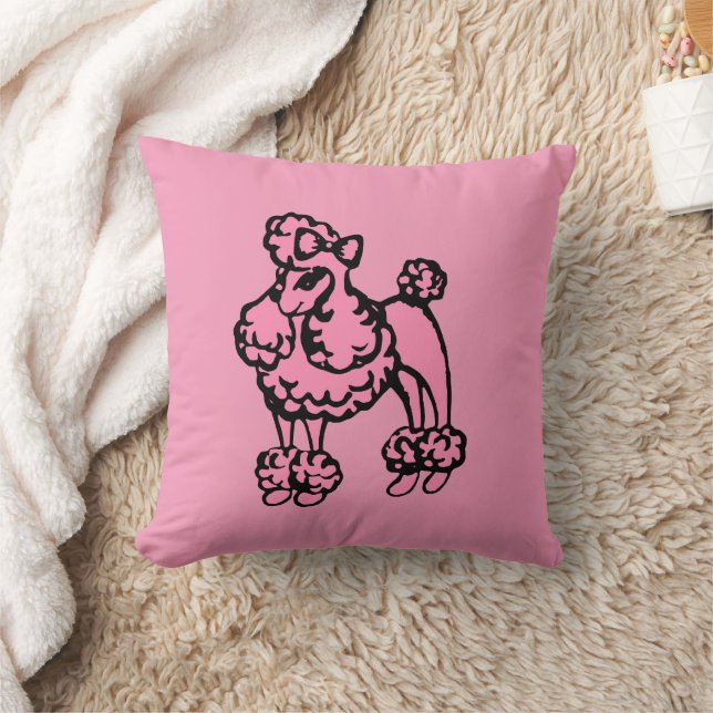 Retro French Poodle Throw Kissen (Decke)