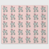 Retro French Poodle Wrapping Paper Geschenkpapier (Flach)