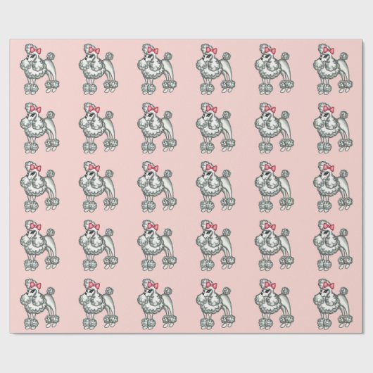 Retro French Poodle Wrapping Paper Geschenkpapier (Flach)