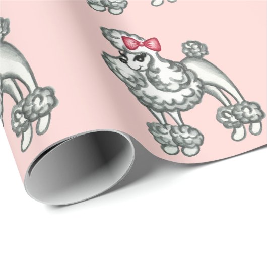 Retro French Poodle Wrapping Paper Geschenkpapier (Rolleneckpunkt)