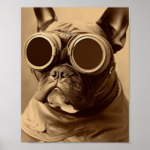 Retro Frenchie Sepia Poster (Vorne)
