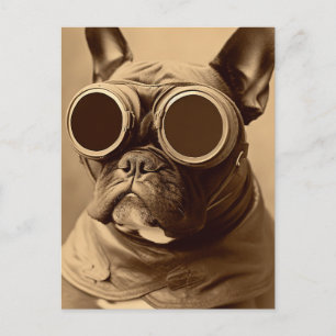 Retro Frenchie Sepia Postkarte