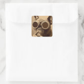 Retro Frenchie Sepia Quadratischer Aufkleber (Tasche)