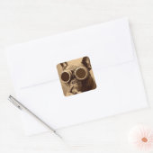 Retro Frenchie Sepia Quadratischer Aufkleber (Umschlag)