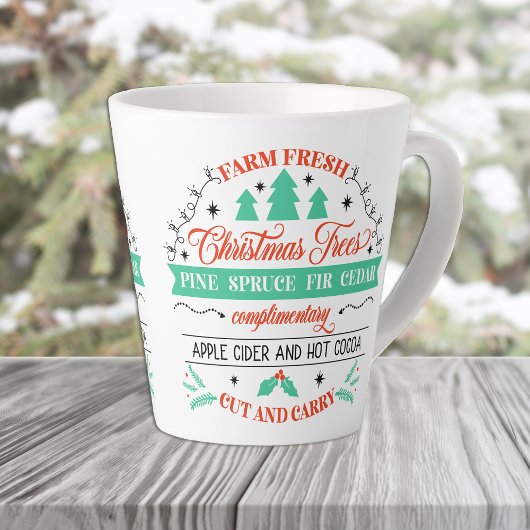Retro Fresh Cut Christmas Trees Werbung Milchtasse
