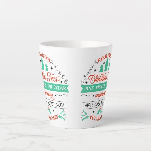 Retro Fresh Cut Christmas Trees Werbung Milchtasse (Vorderseite)