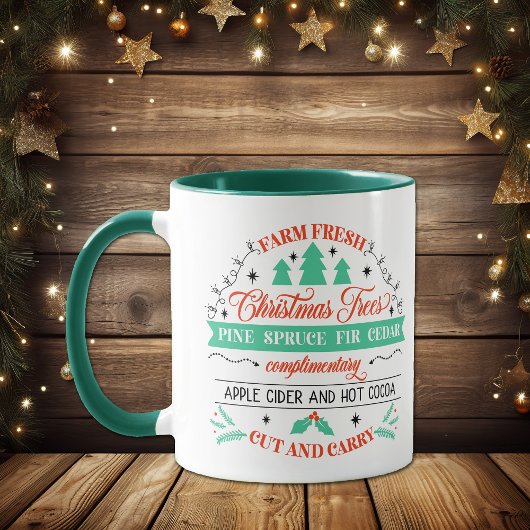 Retro Fresh Cut Christmas Trees Werbung Tasse