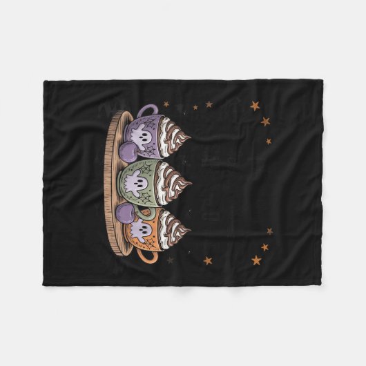 Retro Freshly Boo'd Coffee Lovers Boujee Ghost Hal Fleecedecke (Vorderseite (Horizontal))