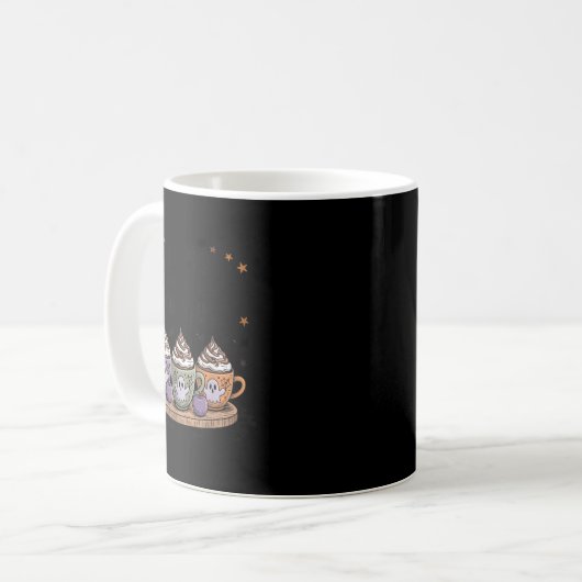 Retro Freshly Boo'd Coffee Lovers Boujee Ghost Hal Kaffeetasse (Vorderseite Links)