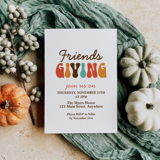 retro Freunde zum Erntedankfest beschenken Einladung