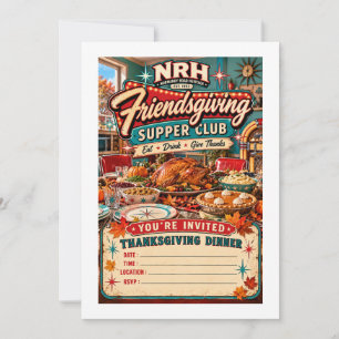 Retro-Freundes-Dankfest-Essen-Club Thanksgiving-Ab Einladung