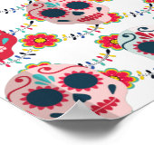 Retro Frida Kahlo Surreal Sugar Skull Muster Poster (Ecke)