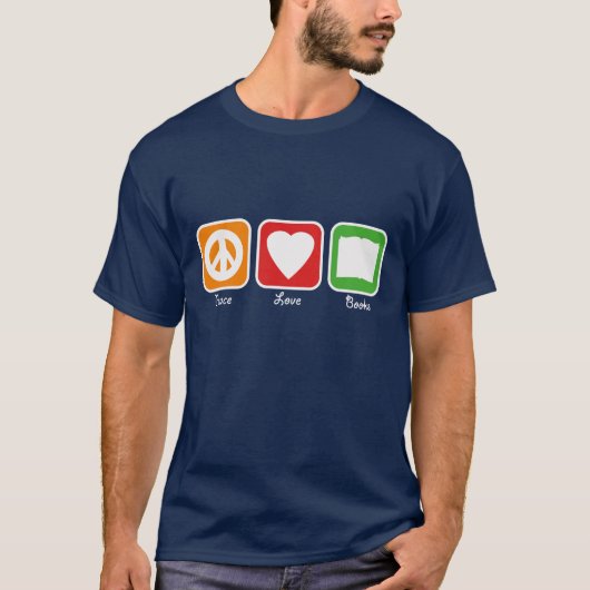 Retro Frieden, Liebe, Bücher T-Shirt (Vorderseite)