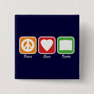 Retro Frieden, Liebe, bucht den Knopf (dunkel) Button