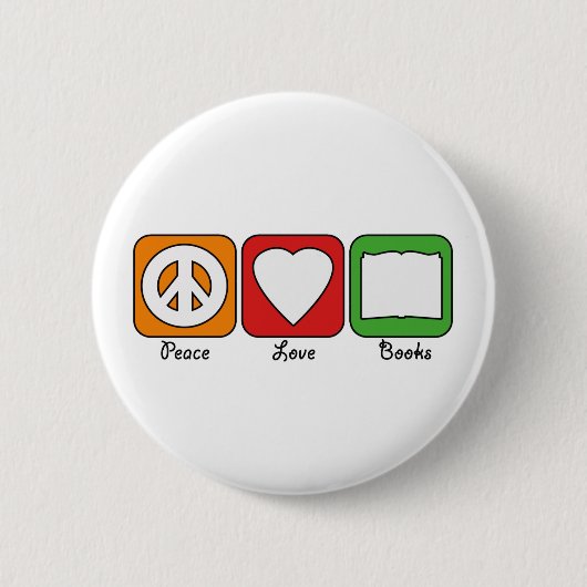 Retro Frieden, Liebe, bucht (Dunkelheits-) Knopf Button (Vorderseite)