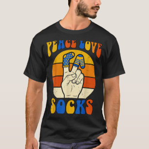 Retro Frieden Liebe Socken Trisomie 21 Bewusstsein T-Shirt