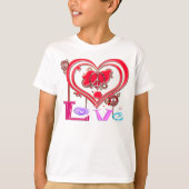 Retro Frieden u. Liebe T-Shirt (Vorderseite)