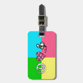 Retro FriedensLiebe und -musik Gepäckanhänger (Vorderseite vertikal)