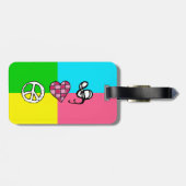 Retro FriedensLiebe und -musik Gepäckanhänger (Rückseite horizontal)