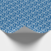 Retro Friedenszeichen auf tiefem Blau Geschenkpapier (Ecke)
