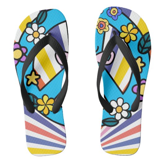 Retro-Friedenszeichen Badesandalen (Fußbett)