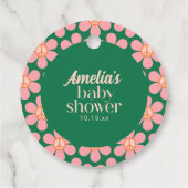 Retro-Friedenszeichen-Blume Grün Rosa Baby Shower Geschenkanhänger (Rückseite)