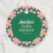 Retro-Friedenszeichen-Blume Grün Rosa Baby Shower Geschenkanhänger (Vorderseite)