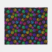 Retro Friedenszeichen-Muster Fleecedecke (Vorderseite (Horizontal))