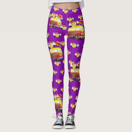 Retro Friedenszeichen-smiley-Hippie Van 1960's Leggings
