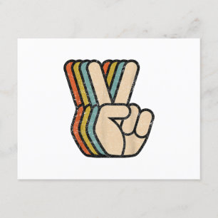 Retro-Friedenszeichen V-Finger Vintage 60er 70er 8 Begleitkarte
