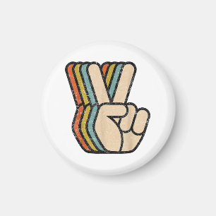Retro-Friedenszeichen V-Finger Vintage 60er 70er 8 Magnet