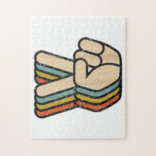 Retro-Friedenszeichen V-Finger Vintage 60er 70er 8 Puzzle