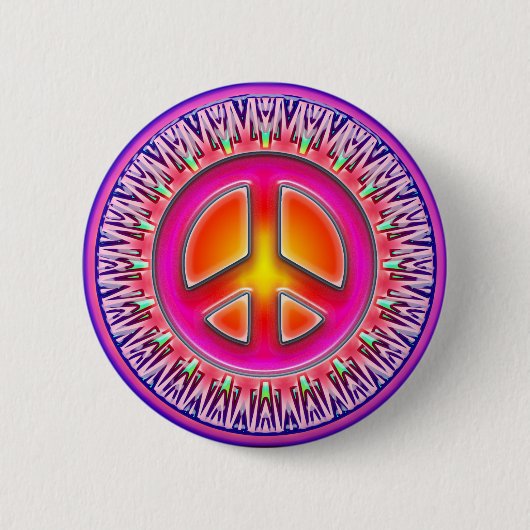 RETRO FRIEDENSzeichen-VERZIERUNG Button (Vorderseite)