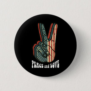 Retro-Friedenszeichen Vintage 60er 70er Hippie-Ges Button