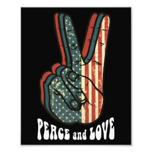 Retro-Friedenszeichen Vintage 60er 70er Hippie-Ges Fotodruck
