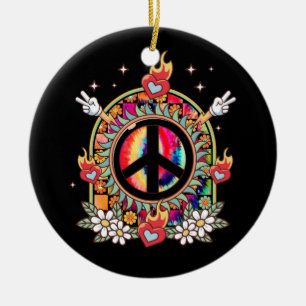 Retro-Friedenszeichen Vintage 60er 70er Hippie-Kos Keramik Ornament