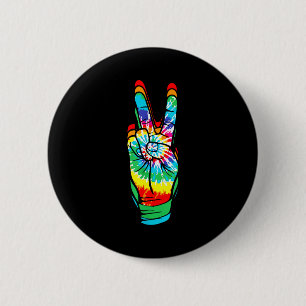 Retro-Friedenszeichen Vintage-Tie-Dye 60er 70er Hi Button