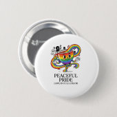 Retro friedliche Pride-Regenbogen-Kaffeetasse T-Sh Button (Vorne & Hinten)