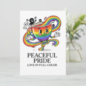 Retro friedliche Pride-Regenbogen-Kaffeetassen-T-S Einladung (Stehend Vorderseite)
