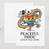 Retro friedliche Pride-Regenbogen-Kaffeetassen-T-S Einladung (Vorne/Hinten)