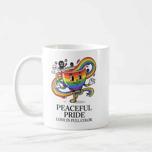 Retro friedliche Pride-Regenbogen-Kaffeetassen-T-S Kaffeetasse (Links)